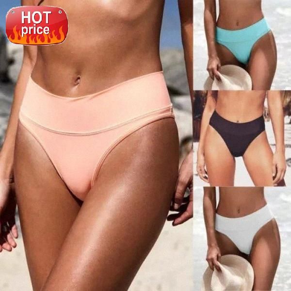 

summer womens swimming trunks one-piece bikini shorts brief high waist swimwear beachwear bathing swim trunk #ab5b, White
