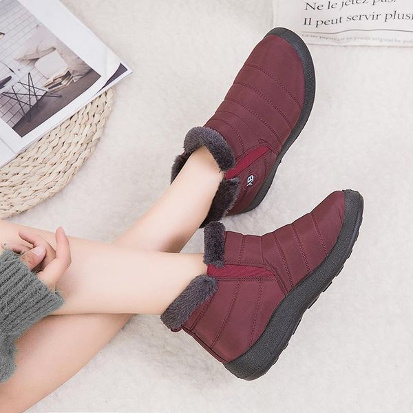 

women snow boots winter plush warm shoes ladies non-slip waterproof plus size casual woman shoes female promotion, Black