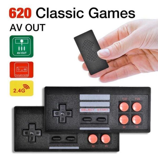 

extreme super mini box 2.4g wireless gamepad handheld game player built-620-in retro classic 8 bit games support tv output game console