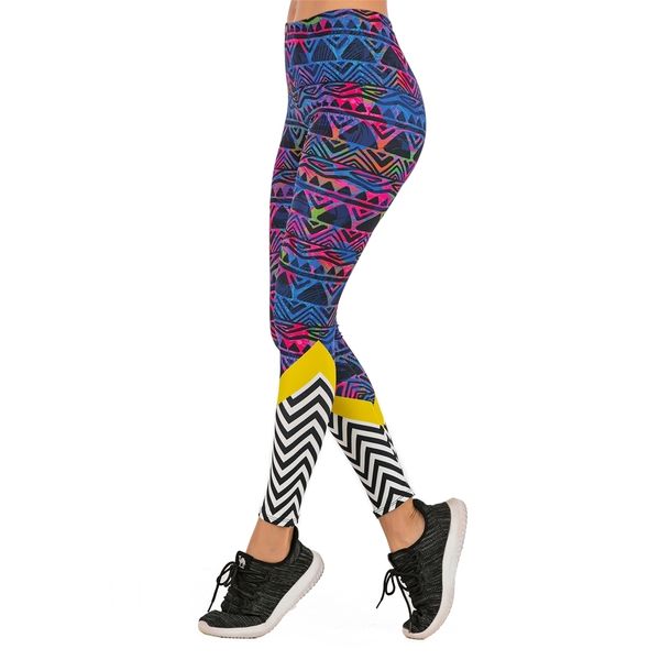 Marchi Moda Donna Legging Tribal Pop Stitching Stampa leggins Slim legins Leggings a vita alta Pantaloni donna LJ201006