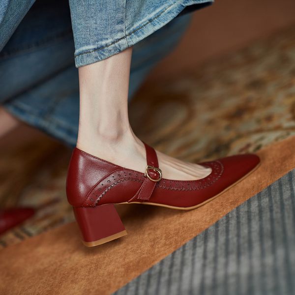 

2021 22-25cm natural toe clipped mary jane women's shoes black heels e413