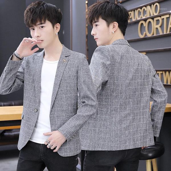 

korean fashion men blazer casual loose long sleeve simple cardigan men blazer abrigo cuadros men's clothing db60xf1, White;black