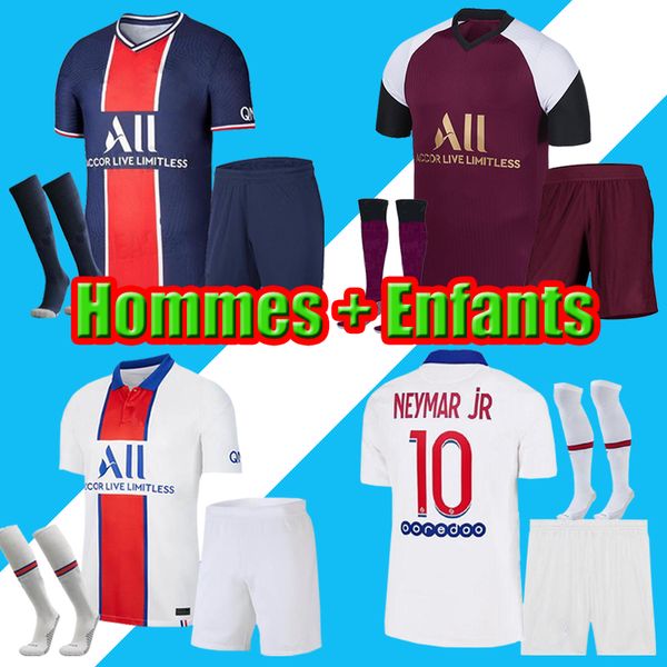 

new 2020 2021 and kids kit jersey 2020 2021 mbappe verratti cavani di maria maillot de foot child paris kids football shirt, Black