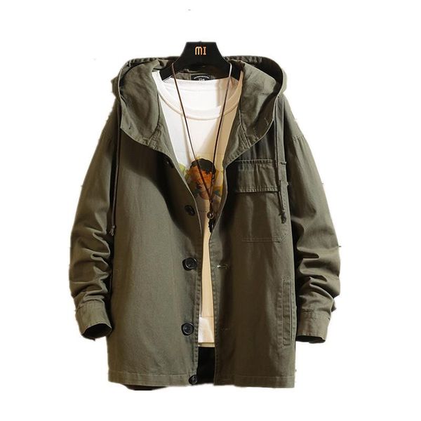 

men's jackets 2021 spring autumn clothes men jacket size outwear hooded coat slim parka fashion printed, Black;brown