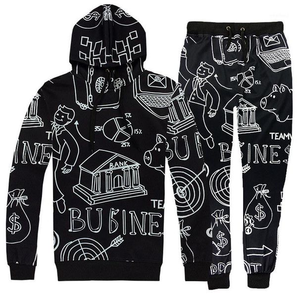 

brand clothing 2 piece set men/women 3d hooded+pants tracksuit set streetwear print cartoon suit sweatshirt jogger s-2xl1, Gray
