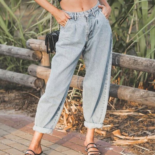 

women casual loose jeans high waist long pants hip hop dance jogging hiking jeans trousers streetwear femme denim pants1, Blue