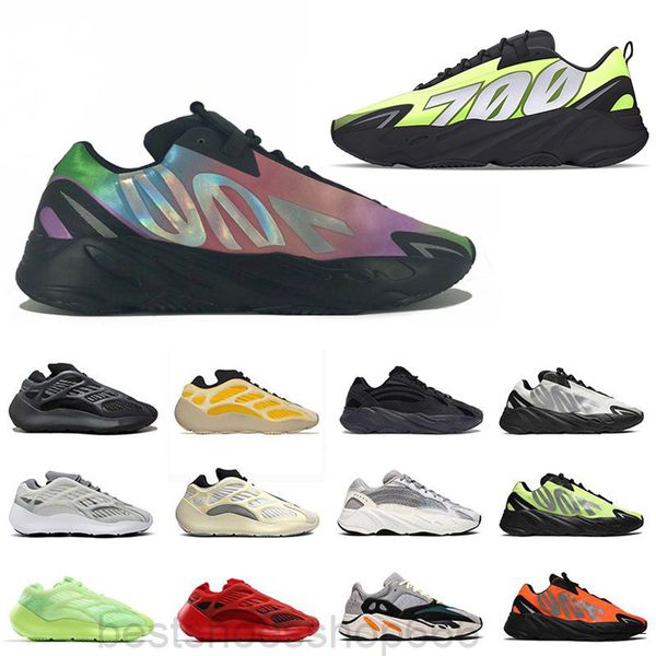 

3m reflective wave runner kanye west 700 v2 solid grey static magnet teal carbon blue runing shoes men designer shoes women static lpo2, White;red