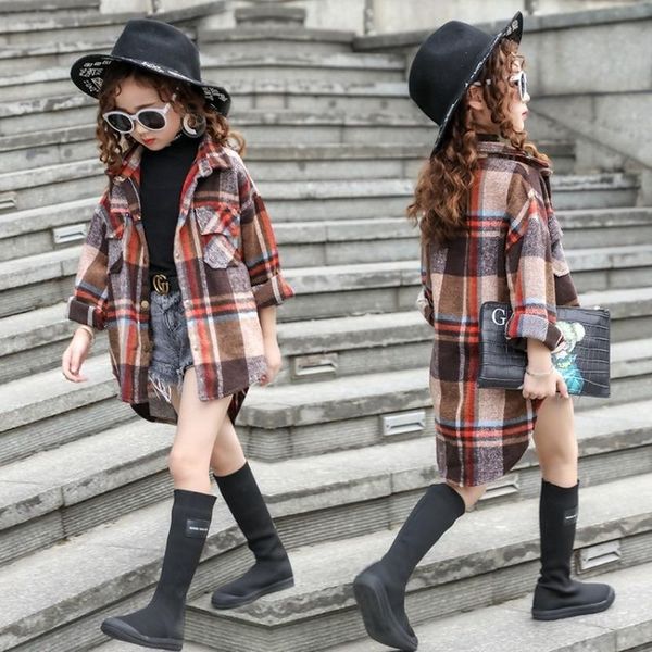 

jackets anlencool fashion brand 2021 kids autumn girls college style cardigan jacket korean children's lapel long sleeve coat, Blue;gray