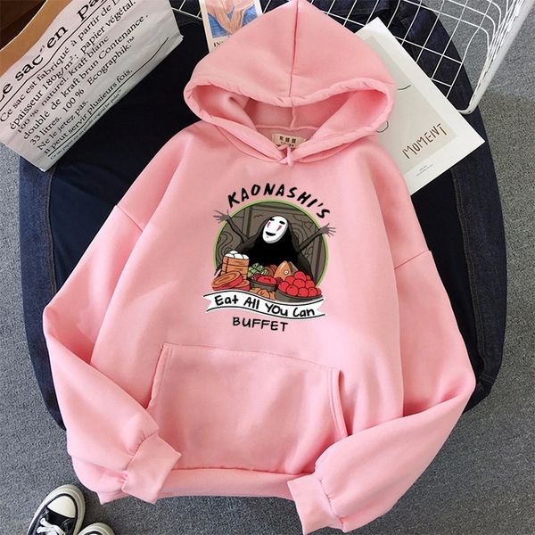 

print anime oversized women sweatshirt kawaii hoodies for women's hoody full sleeve pullovers harajuku streetwear clothes 201203, Black
