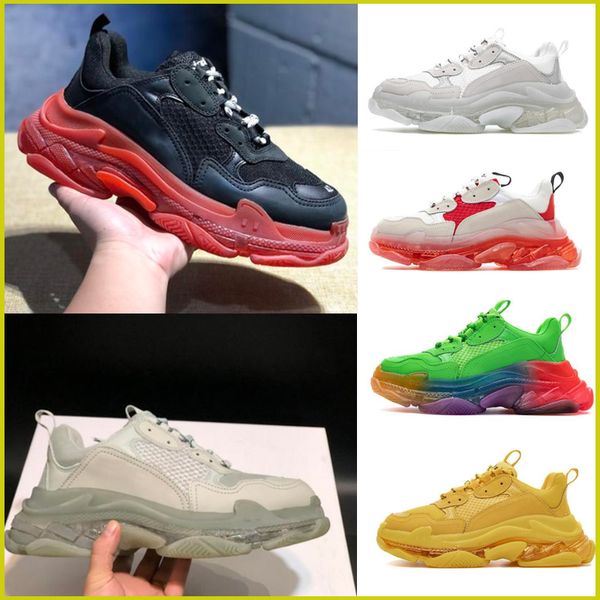 

high new fashion triple s mens womens casual shoes paris 17fw low old dad sneaker combination soles boots, Black