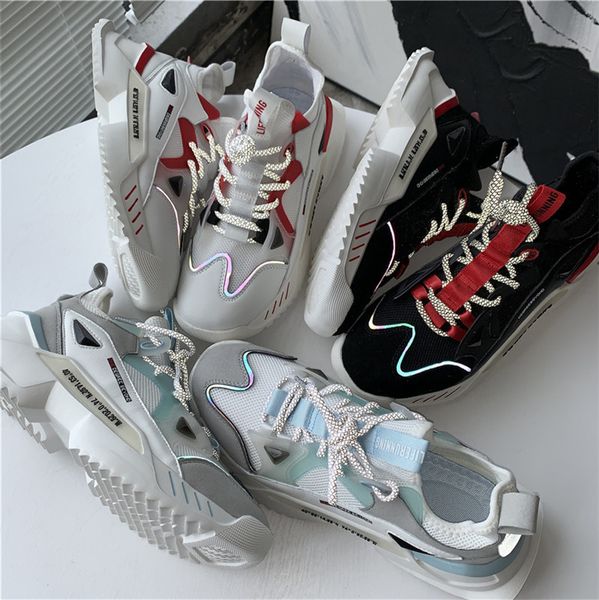 

trendy daddy 3m laces + laser reflective strip flying ordinary feel men's casual sports shoes