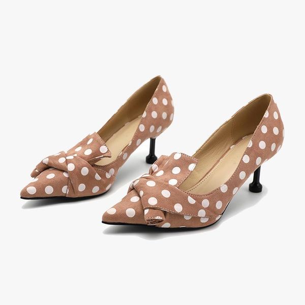 

2020 new fashion high heels wave point shallow kitten party single shoes, Black