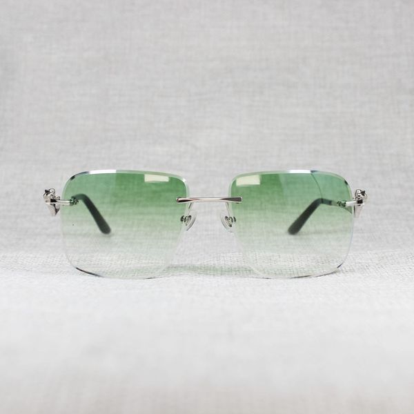 

2021 new vintage rimless oversize sunglasses men oculos style metal shade cutting lens gafas women for outdoor 120 4hdv, White;black