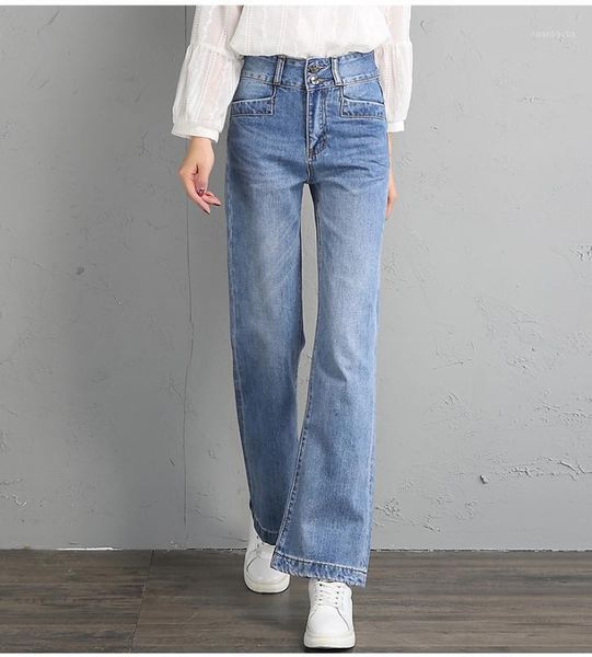 

new fashion straight jeans women denim casual capris high waist pants cotton blend blue autumn spring plus size slimming yfj08021