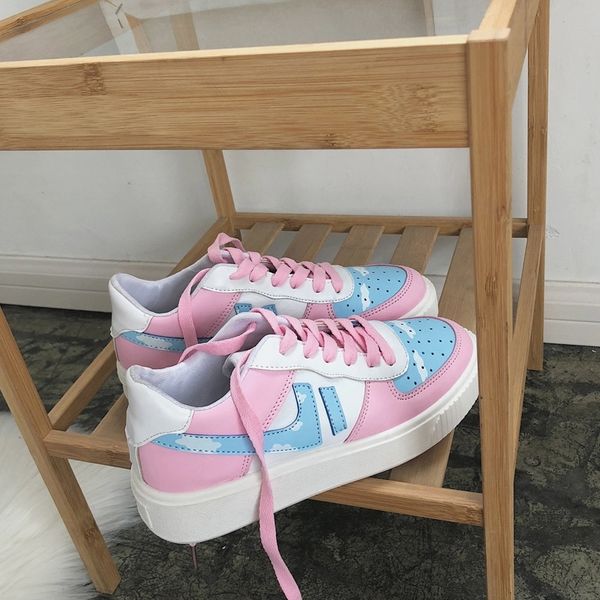 

women vulcanize shoes young gilrs sweet pink flat sneakers breathable spring autumn female lace up shoes casual footwear y200320, Black