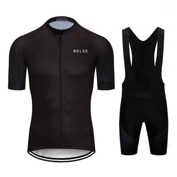

ndlss 2020 pro team summer cycling jersey set bicycle clothing breathable men short sleeve shirt bike bib shorts 20d gel pad1, Black;blue