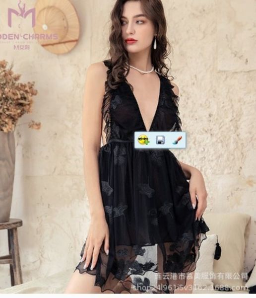 

underwear female lace suspender skirt with open back, Black;white