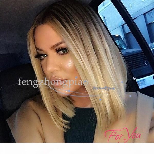 

feng zhong piao ombre blonde wig dark roots synthetic bob wigs for black women natural hair wig female hair sale