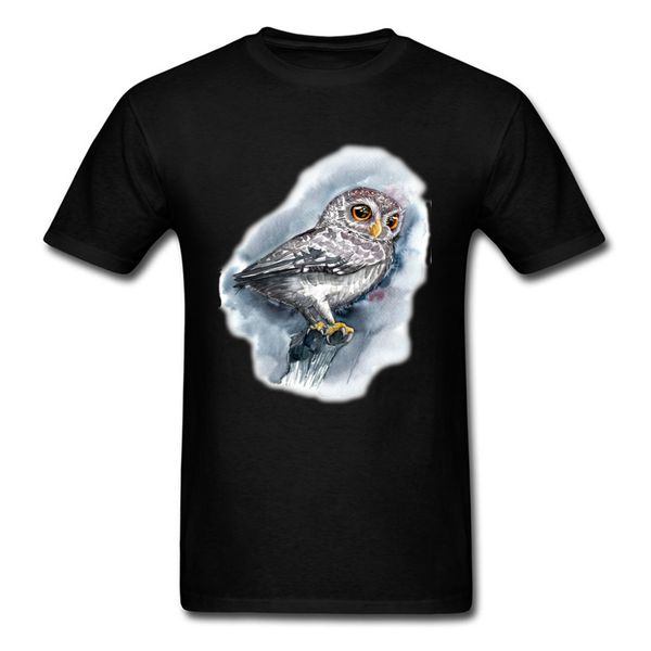 

brand new watercolor owl tee shirt for men fashion black t-shirt baby bird print lovely summer male clothing sport hooded sweatshirt hoodie