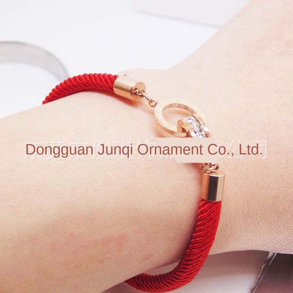 

титана стала браслетом из нержавеющей стали розового золота романа цифрового квадрата циркона двойного кольца красного канат браслет hwjyy, Golden;silver