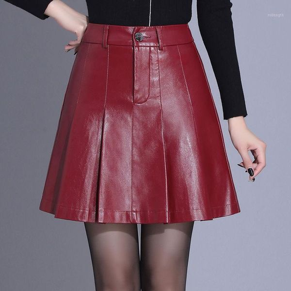 

2020 summer early spring european and american style women's high waist zipper pu leather skirt a-line skirts l421, Black