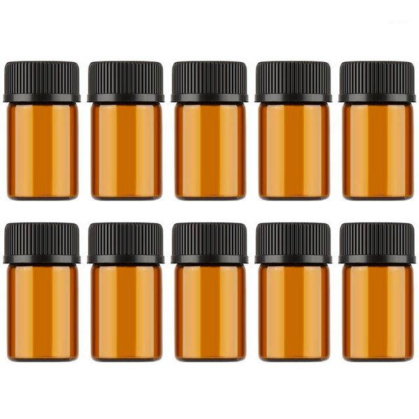 

1ml/2ml/3ml mini amber glass essential oil reagents refillable sample bottle brown glass vials with cap1