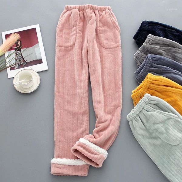 

women's autumn and winter household trousers thick coral velvet velvet plus size pants trousers casual pants pajamas women1, Black;red