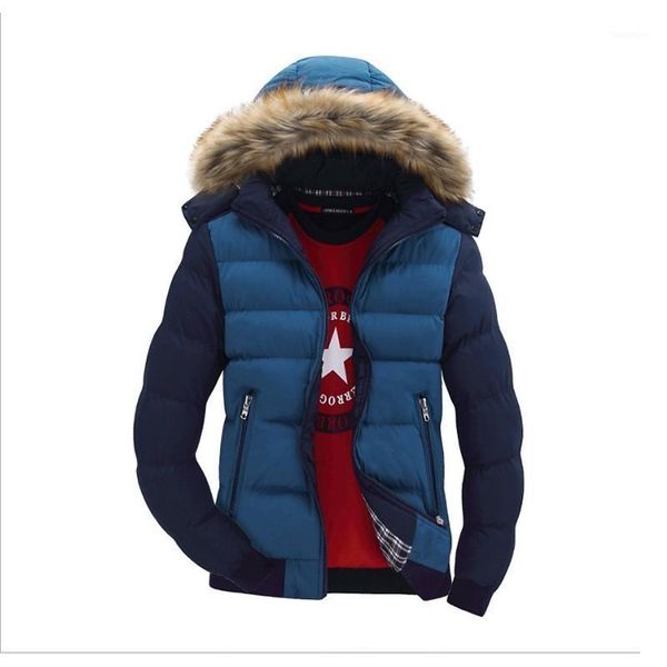 

zollrfea men winter jacket thicken warm parkas casual collar detachable hooded collar jackets and coats men homme1, Black