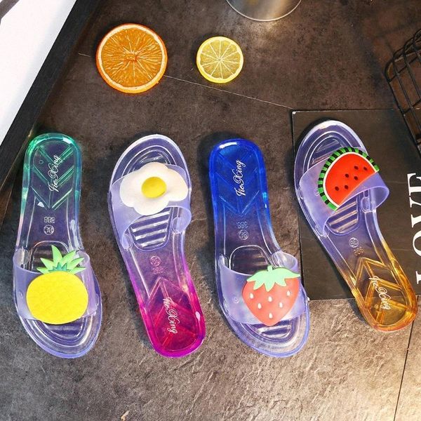

women slippers summer fruit strawberry cartoon women's sandals slippers crystal shoes woman beach sandals flat female shoes #sg3o, Black