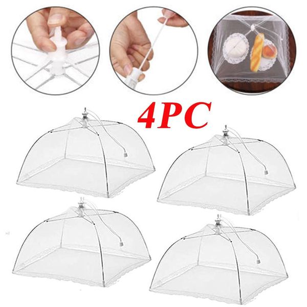 

4pc food shield nylon food cover mesh food tent pop up mesh screen protect cover kitchen folded mesh fly umbrella c18 bbyrhx packing2010