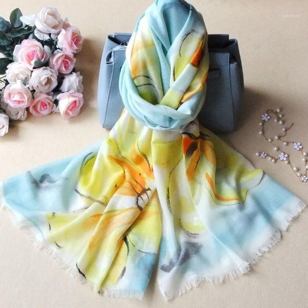 

autumn and winter warm wool scarf hand painted wool shawl 20 colors 70x200cm echarpe femme1, Blue;gray