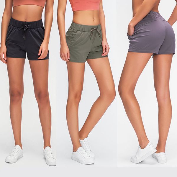 

62 summer new double-sided nylon yoga shorts women high waist hip training fitness running sports leisure shorts women, Brown;gray