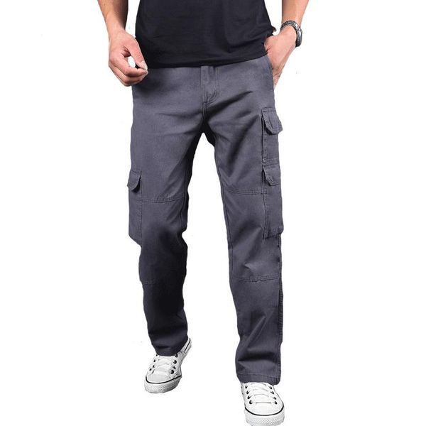 

tactical pants pockets loose cotton men homber cargo pants men streetwear casual trousers style, Black