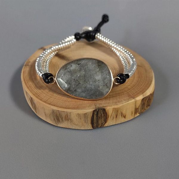 

men's fashion natural stone bracelet handmade knotted leather rope bangle fashion wild arm accessories gifts for girls 2020, Golden;silver