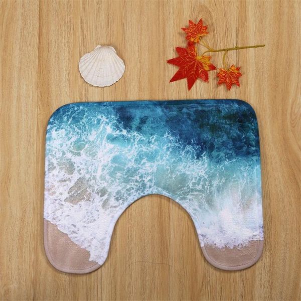 

3pcs/set bathroom mat set toilet rug ocean world flannel anti slip bath mat rugs home decor bathroom products set