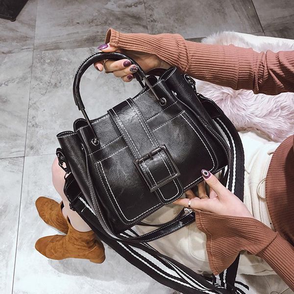 

shoulder bags handbag wide strap hasp bag 2021 women retro leather messenger casual tote bolsa feminina