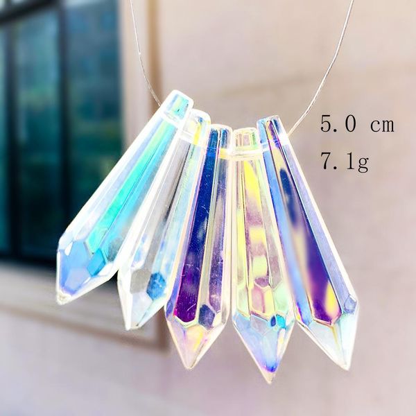 

5pcs crystal pointed beads chandelier crystals lamp prisms icicle glass bead suncatcher for windows decor diy hanging pendant h wmttnf