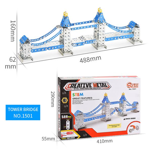 

2020 style metal self mounted building blocks world famous scenic spot architectural model three dimensional jigsaw puzzles toys