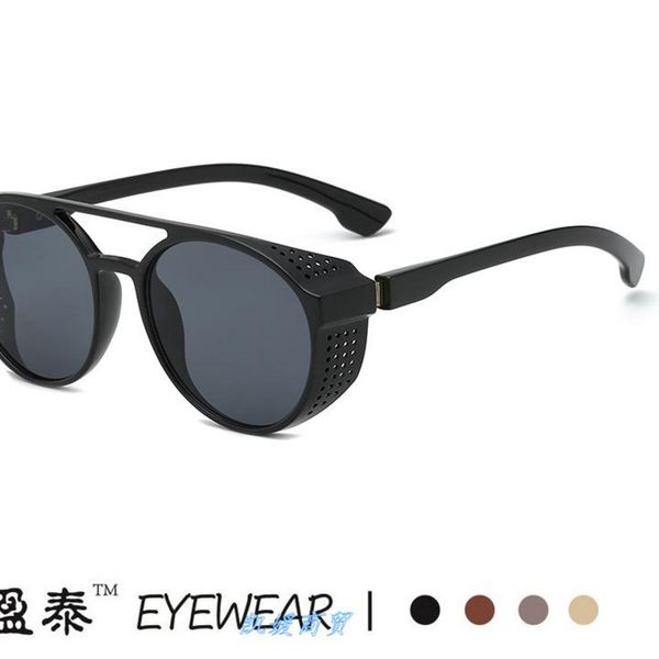 

punk trend round fashion men's and women's glasses sunglasses, White;black