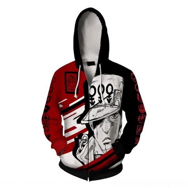 

zrc7e 3d jojo sportswear sweatshirt clothing sweatshirt wonderful adventure riman printing zipper cardigan hooded sports sweater cosplay ani, Black