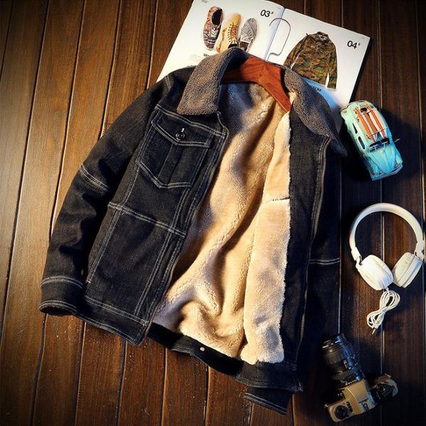 

men's jackets winter denim jacket chaqueta brushed cowboys wears mens leisure coat men outerwear fat male tide clothes coats, Black;brown