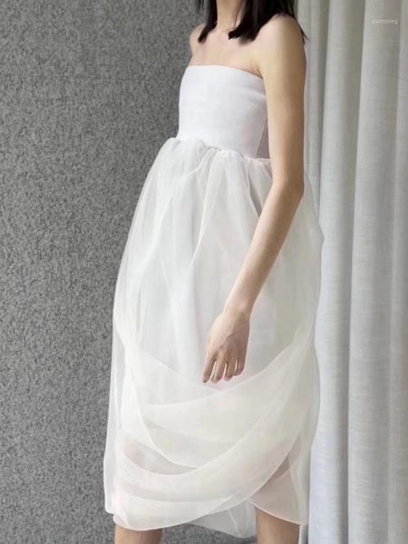 

casual dresses women sheer mesh strapless dress female fashion white ddxgz21, Black;gray