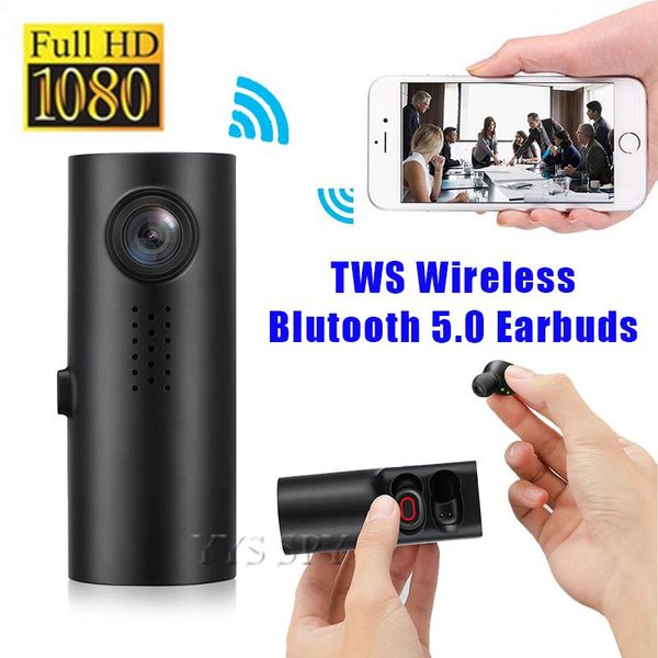 

1080p fhd mini car dvr camera vehicle dashcam camcorder digital video driving recorder wireless earphones tws earbuds bluetooth