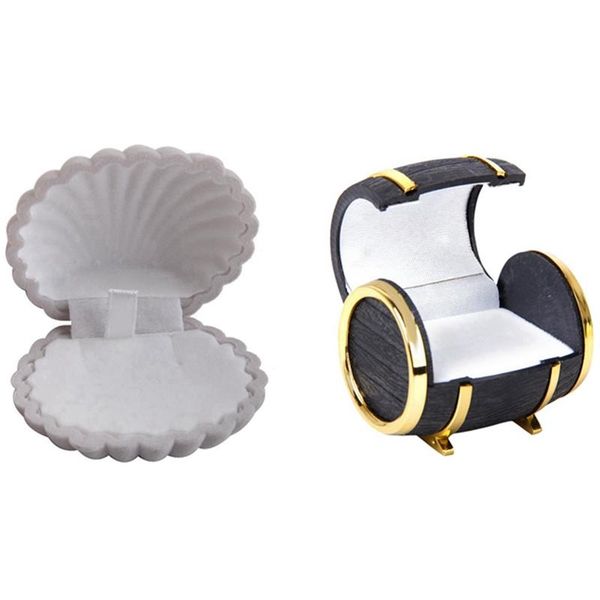 

jewelry pouches, bags 2 pcs velvet pendant necklace jewellery display storage case gift box, beer barrel & shell shape, Pink;blue