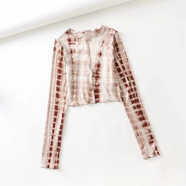 

2021 new clothing in europe and the stretch tight kao agaric ee of cultivate morality joker tie-dye short coat tjwd, White