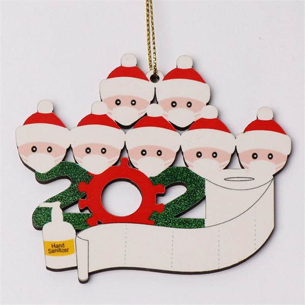 

рождественских украшения украшения diy деревянной игрушки карантин семья карта кукла снеговик подвесок с маской для лица дезинфицирующего e9