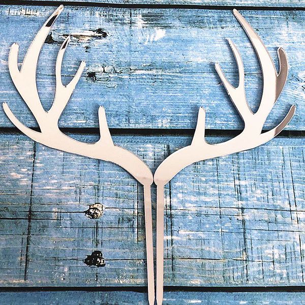

new 2021 acrylic card antler elk cake party decoration 3 n74py