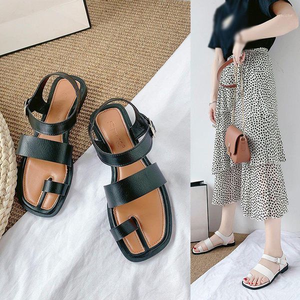 

women's flat sandals minimalist casual beach sandals1, Black