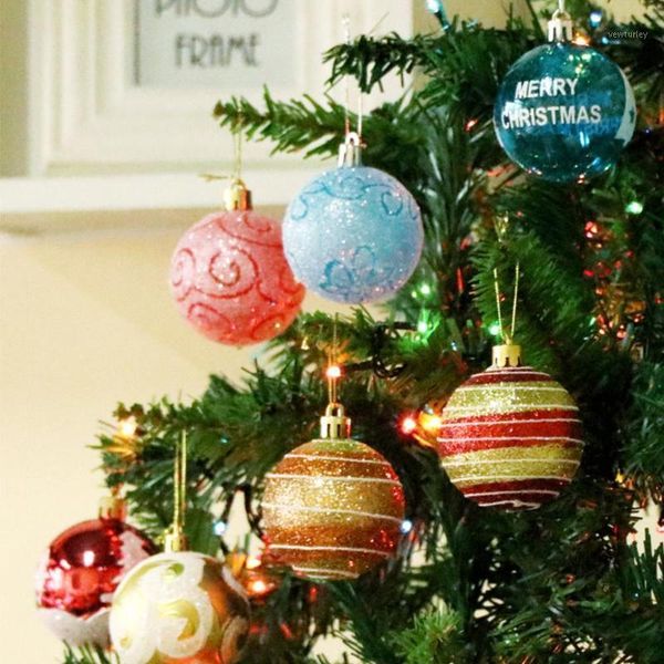 

party decoration 24/12pcs color 6cm/2.4inch christmas tree ball ornaments hang shiny bauble for home house bar decoration1