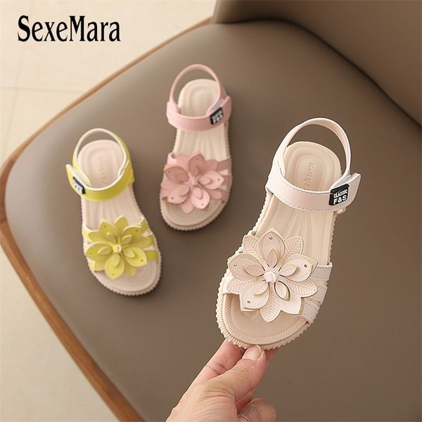 

baby girl children leather sandals new sandals kids summer girls shoes flower child sandals white&yellow&pink shoes girls c05221 201113, Black;red